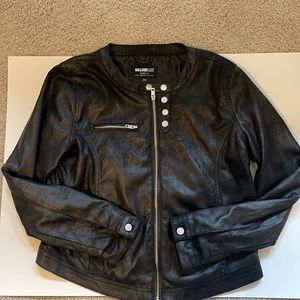 Vegan Moto “Leather-look” soft black fabric jacket
